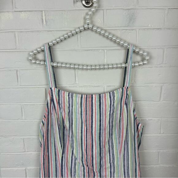 Old Navy Multi Stripe Sleeveless Linen Blend Shift Maxi Dress Size XL Tall - Picture 5 of 15